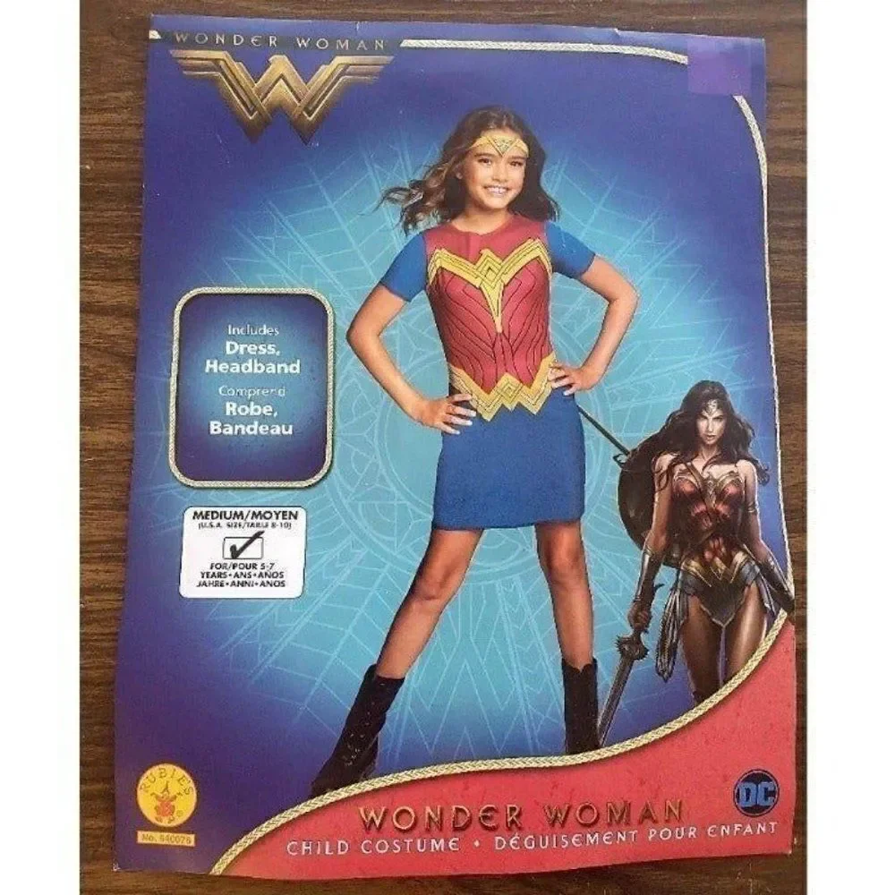 Wonder Woman Girls Costume M Halloween Costume DC Super Hero Medium NWT